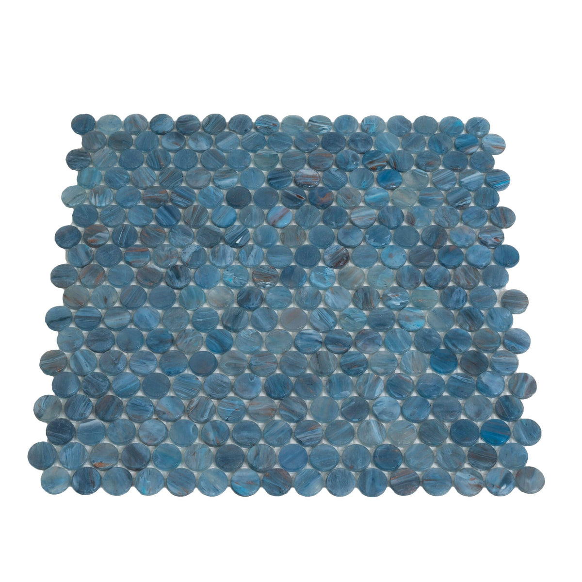 Apollo Tile (Sample) Majeste Denim Blue 4-in x 4-in Glossy Glass Penny Round Patterned Floor and Wall Tile