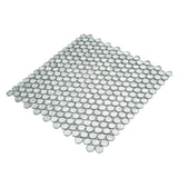 Apollo Tile (Sample) Majeste Dark Silver 4-in x 4-in Glossy Glass Penny Round Patterned Wall Tile