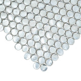 Apollo Tile (Sample) Majeste Dark Silver 4-in x 4-in Glossy Glass Penny Round Patterned Wall Tile