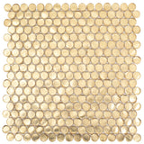 Apollo Tile Gold 12-in x 12-in Glossy Glass Penny Round Stone Look Wall Tile (10.34-sq. ft/ Carton)