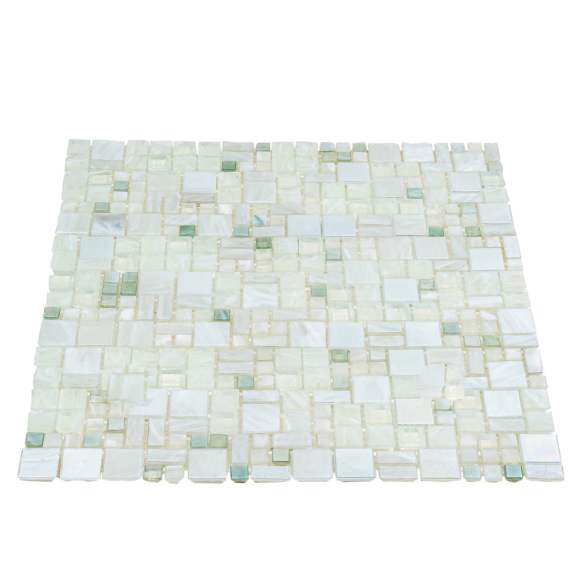Apollo Tile (Sample) Majeste White 4-in x 4-in Glossy Glass Mixed Pattern Patterned Floor and Wall Tile
