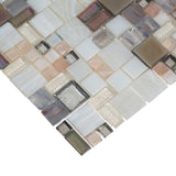 Apollo Tile (Sample) Majeste Brown 4-in x 4-in Glossy Glass Mixed Pattern Patterned Wall Tile