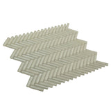 Apollo Tile (Sample) Winterland White 4-in x 4-in Glossy Glass Herringbone Mosaic Floor and Wall Tile
