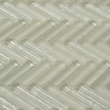 Apollo Tile (Sample) Winterland White 4-in x 4-in Glossy Glass Herringbone Mosaic Floor and Wall Tile