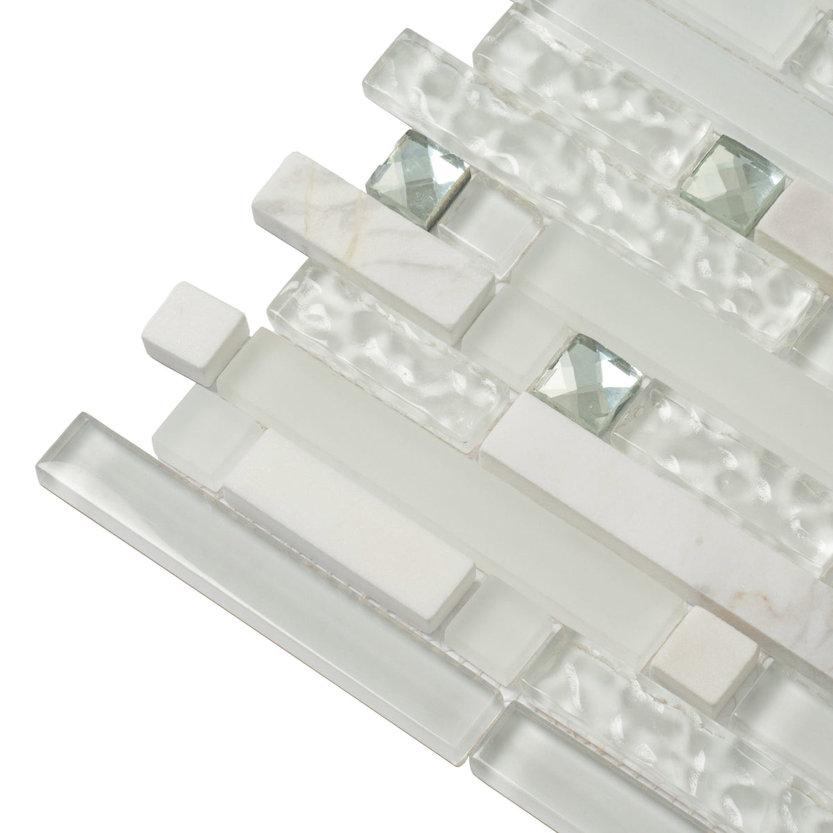 Apollo Tile (Sample) Wall Tile White 4-in x 6-in Multi-finish Glass/Metal/Stone Marble Linear Mosaic Wall Tile