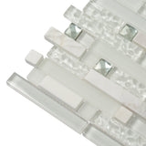 Apollo Tile (Sample) Wall Tile White 4-in x 6-in Multi-finish Glass/Metal/Stone Marble Linear Mosaic Wall Tile