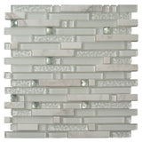 Apollo Tile (Sample) Wall Tile White 4-in x 6-in Multi-finish Glass/Metal/Stone Marble Linear Mosaic Wall Tile
