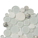 Apollo Tile (Sample) Winterland White 4-in x 4-in Glossy Glass Circular Patterned Wall Tile