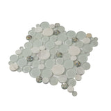 Apollo Tile (Sample) Winterland White 4-in x 4-in Glossy Glass Circular Patterned Wall Tile