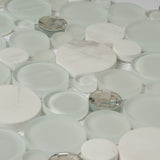 Apollo Tile (Sample) Winterland White 4-in x 4-in Glossy Glass Circular Patterned Wall Tile