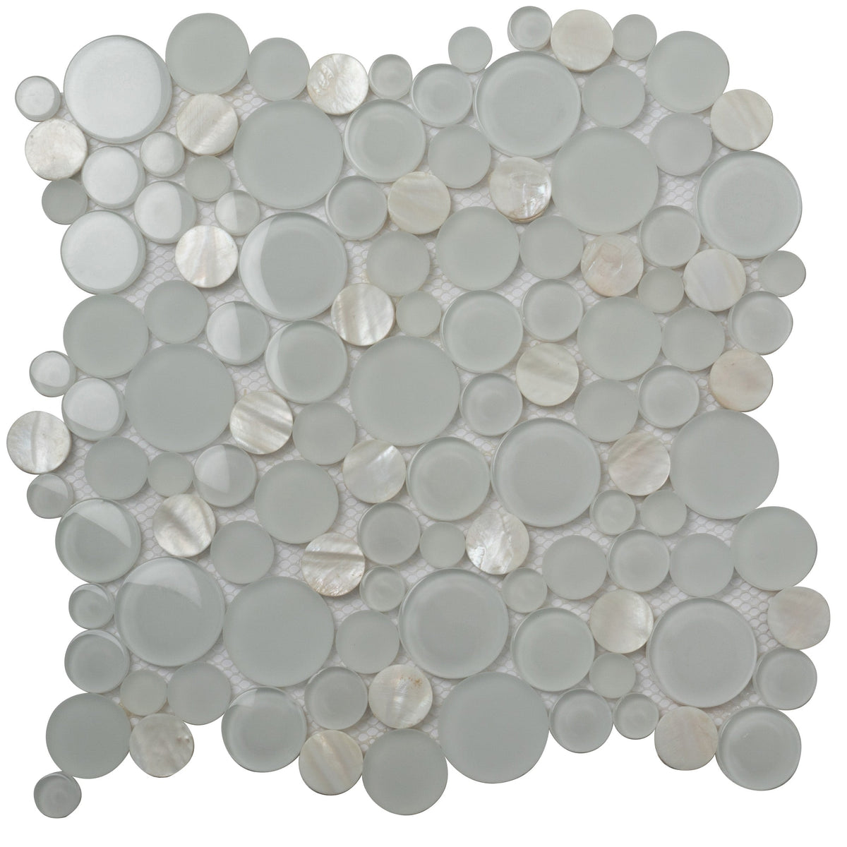 Apollo Tile White 12-in x 12-in Polished Glass; Metal; Stone Marble Penny Round Patterned Floor and Wall Tile (4.67-sq. ft/ Carton)