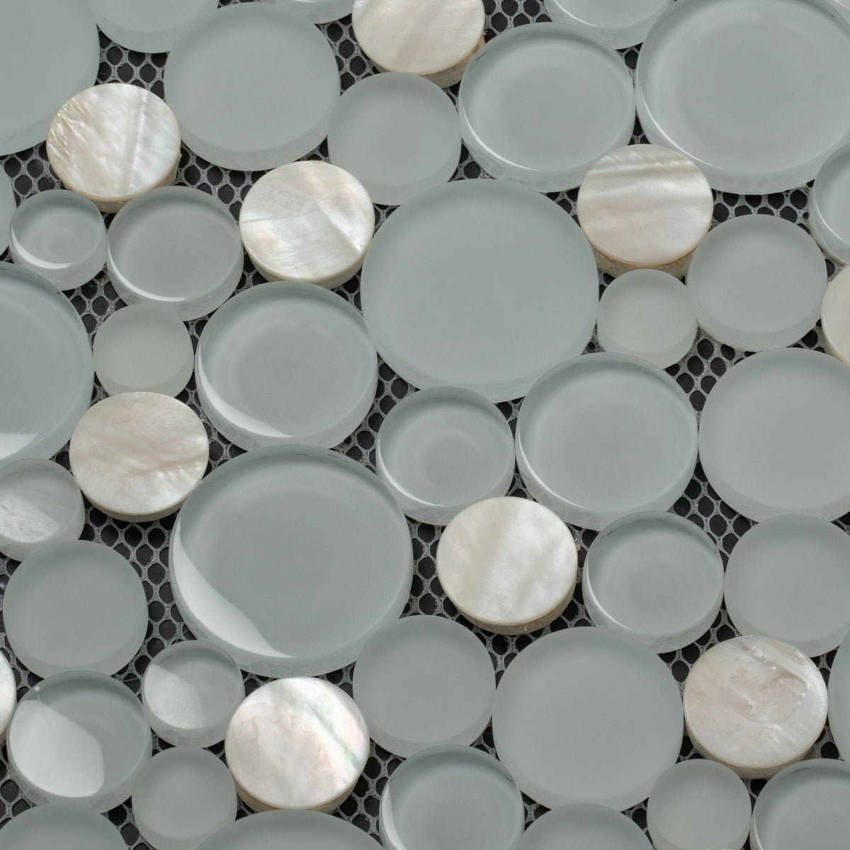 Apollo Tile White 12-in x 12-in Polished Glass; Metal; Stone Marble Penny Round Patterned Floor and Wall Tile (4.67-sq. ft/ Carton)