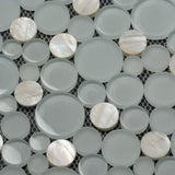 Apollo Tile White 12-in x 12-in Polished Glass; Metal; Stone Marble Penny Round Patterned Floor and Wall Tile (4.67-sq. ft/ Carton)