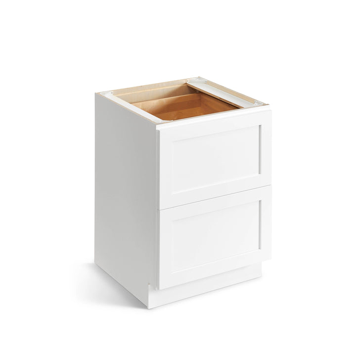 Valleywood Cabinetry Pure White 24-in W x 34.5-in H x 24-in D Pure White Birch 2-Drawer Base Ready To Assemble Plywood Cabinet (Flat Panel Style)