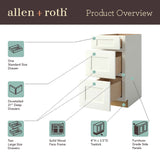 allen + roth Pattingham 15-in W x 34.5-in H x 24-in D Harbor 3-Drawer Base Fully Assembled Cabinet (Raised Panel Style)