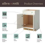allen + roth Port 24-in W x 34.5-in H x 24-in D Navy Sink Base Fully Assembled Cabinet (Flat Panel Shaker Style)