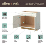 allen + roth Aveley 33-in W x 34.5-in H x 24-in D Linen Sink Base Fully Assembled Cabinet (Flat Panel Shaker Style)