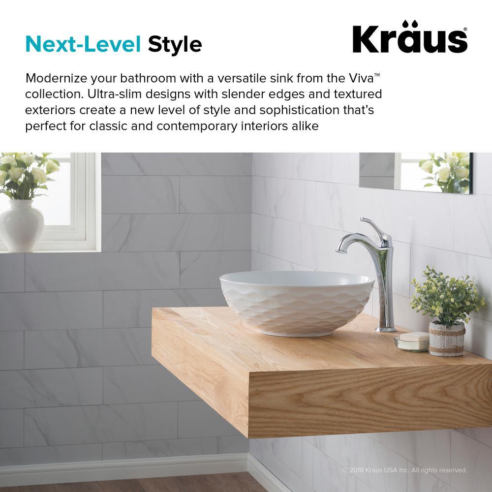 Viva 16-1/2 in. Round Porcelain Ceramic Vessel Sink in White - Super Arbor