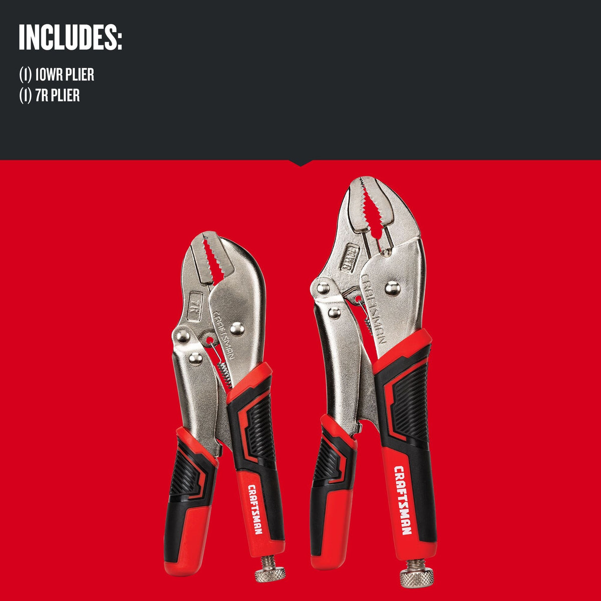 CRAFTSMAN 2‑Pack Locking Plier Set, 10-in and 7-in Straight Jaw