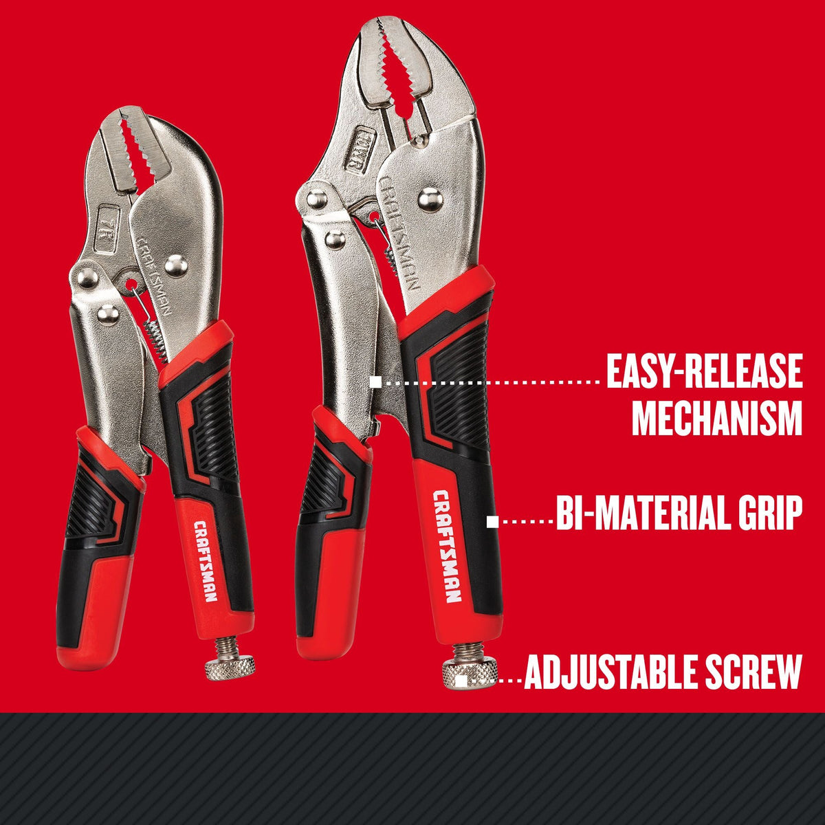 CRAFTSMAN 2‑Pack Locking Plier Set, 10-in and 7-in Straight Jaw