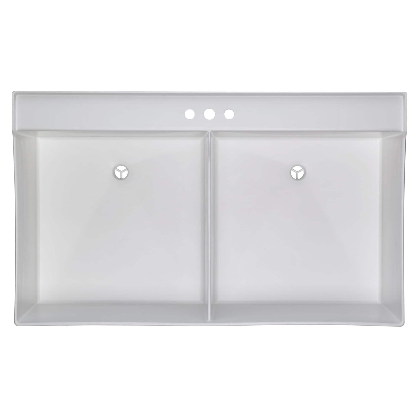 Mustee 25-in x 40-in 2-Basin Wall Mount Laundry Sink with Faucet