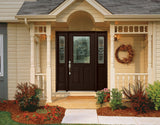 Therma-Tru Benchmark Doors Star 36-in x 80-in Fiberglass Half-Lite Left-Hand Inswing Dark Elm Stained Prehung Single Front Door