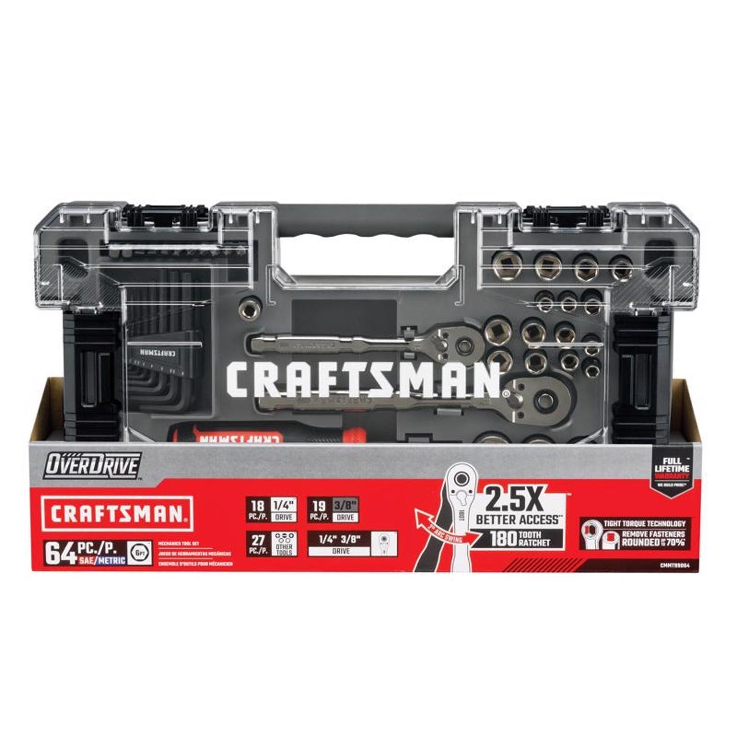 Craftsman OVERDRIVE 64 pc Metric/SAE Mechanic's Tool Set