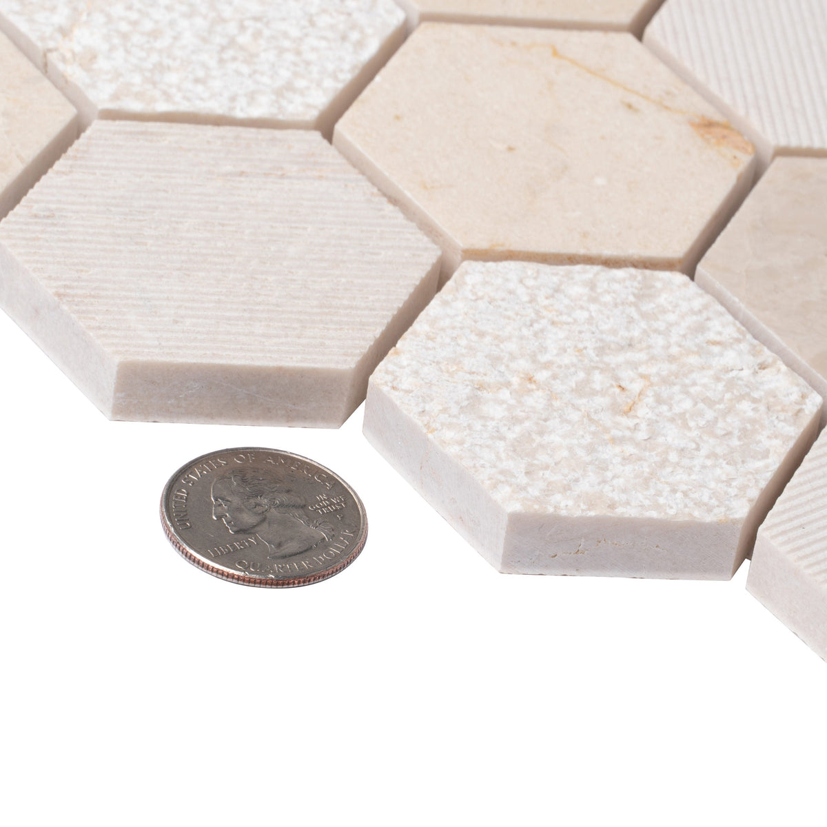 Apollo Tile (Sample) Sparta Beige 4-in x 4-in Polished Marble Honeycomb Mosaic Floor and Wall Tile
