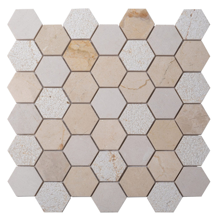 Apollo Tile Sparta Beige 12-in x 12-in Polished Natural Stone Marble Honeycomb Marble Look Floor and Wall Tile (4.92-sq. ft/ Carton)