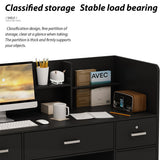FUFU&GAGA Black Modern/Contemporary Reception Desk with Hutch, 3 Drawers, and Lockable Cabinet