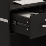 FUFU&GAGA Black Modern/Contemporary Reception Desk with Hutch, 3 Drawers, and Lockable Cabinet