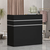 FUFU&GAGA Black Modern/Contemporary Reception Desk with Hutch, 3 Drawers, and Lockable Cabinet