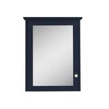 WELLFOR Solid Wood 24 x 30 Surface Mount Navy Blue Mirrored Soft Close Medicine Cabinet