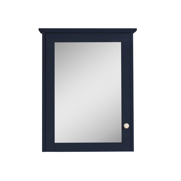 WELLFOR Solid Wood 24 x 30 Surface Mount Navy Blue Mirrored Soft Close Medicine Cabinet