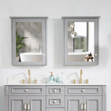 WELLFOR Solid Wood 24-in x 30-in Surface Mount Gray Mirrored Soft Close Medicine Cabinet