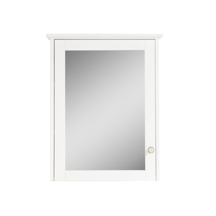WELLFOR Solid Wood 24-in x 30-in Surface Mount White Mirrored Soft Close Medicine Cabinet