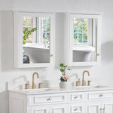 WELLFOR Solid Wood 24-in x 30-in Surface Mount White Mirrored Soft Close Medicine Cabinet