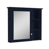 WELLFOR Solid Wood 34-in x 30-in Surface Mount Navy Blue Mirrored Soft Close Medicine Cabinet