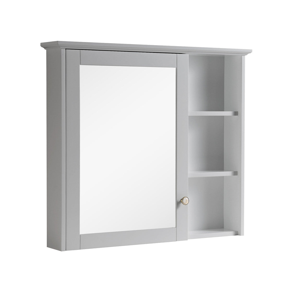 WELLFOR Solid Wood 34-in x 30-in Surface Mount Gray Mirrored Soft Close Medicine Cabinet