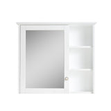 WELLFOR Solid Wood 34-in x 30-in Surface Mount White Mirrored Soft Close Medicine Cabinet