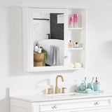 WELLFOR Solid Wood 34-in x 30-in Surface Mount White Mirrored Soft Close Medicine Cabinet