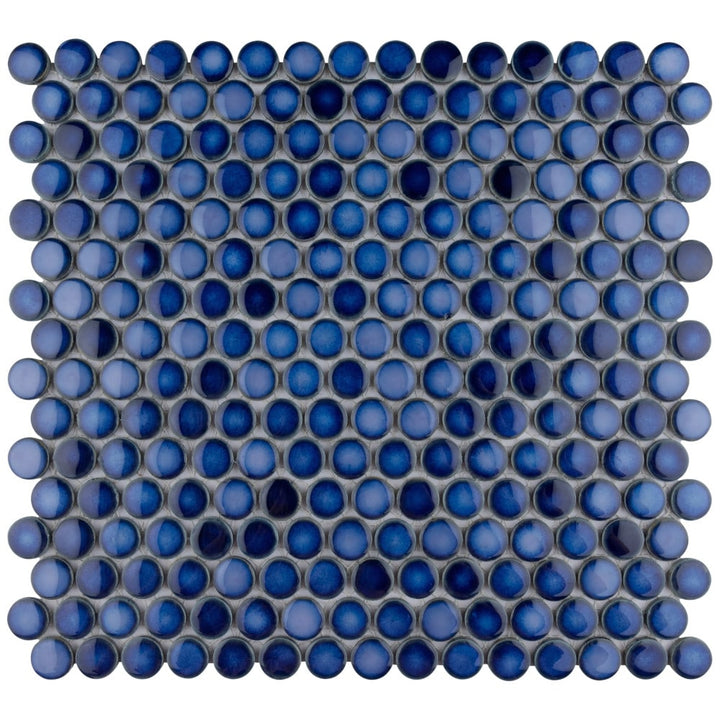 Affinity Tile Hudson Penny Round Sapphire 12-in x 13-in Glossy Porcelain Round Mosaic Floor and Wall Tile product image