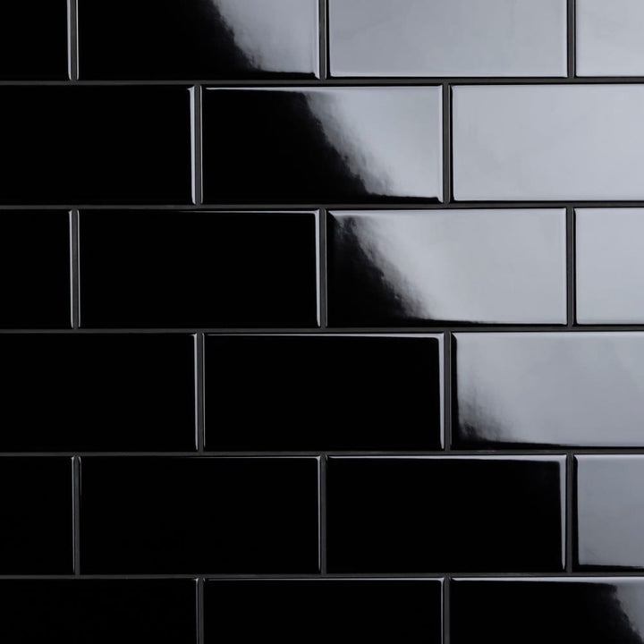 Affinity Tile Crown Heights Glossy Black 3-in x 6-in Glossy Ceramic Wall Tile product image