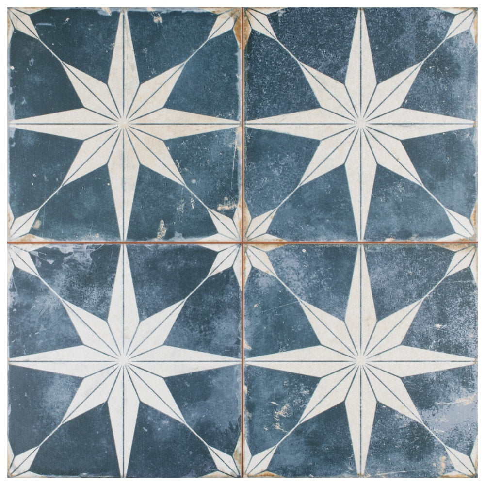 Affinity Tile Kings Star Sky 18-in x 18-in Matte Ceramic Encaustic Floor and Wall Tile product image