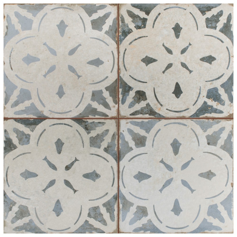 Affinity Tile Kings Aurora Blue 18-in x 18-in Matte Ceramic Encaustic Floor and Wall Tile product image