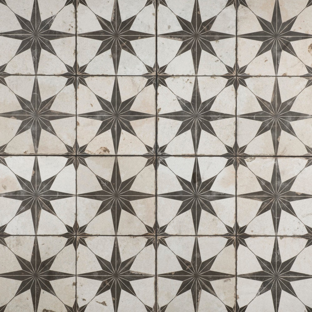 Affinity Tile Kings Star Nero 18-in x 18-in Matte Ceramic Patterned Floor and Wall Tile product image