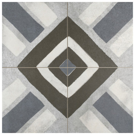 Affinity Tile Kings Sena Azul 18-in x 18-in Matte Porcelain Encaustic Floor and Wall Tile product image