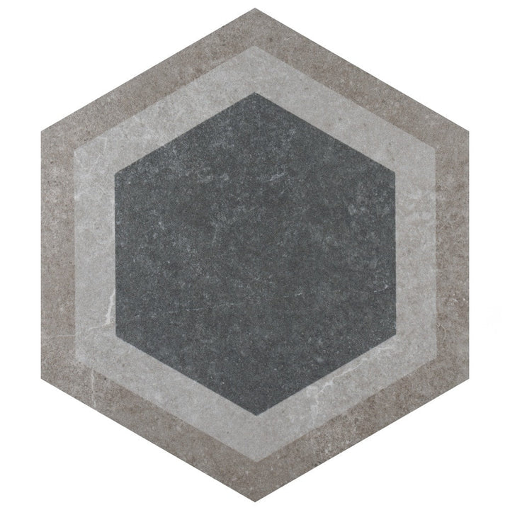 Affinity Tile Traffic Hex Combi Grey 9-in x 10-in Matte Porcelain Cement look Hexagon Floor and Wall Tile product image