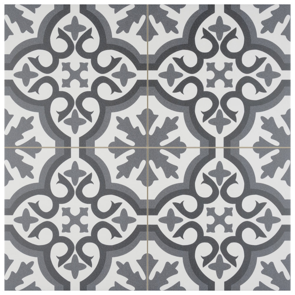 Affinity Tile Berkeley Essence Grey 18-in x 18-in Matte Porcelain Encaustic Floor and Wall Tile product image
