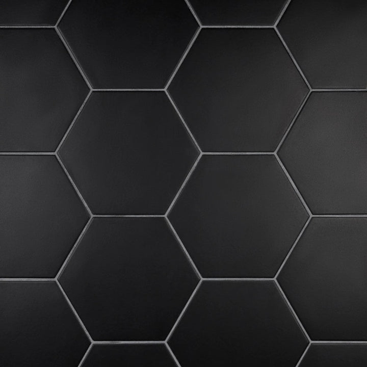 Affinity Tile Apini Hex Matte Black 9-in x 11-in Matte Porcelain Hexagon Floor and Wall Tile product image